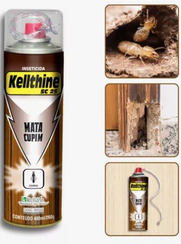 Spray Mata Cupim Kelldrin 400ml Clorpirifós 50% Incolor e Sem Cheiro