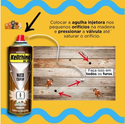 Spray Mata Cupim Kelldrin 400ml Clorpirifós 50% Incolor e Sem Cheiro